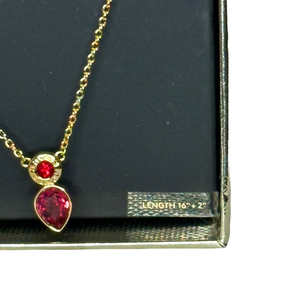 Coach - gold toned and ruby necklace and matching earrings, NIB - Picture 6 of 9
